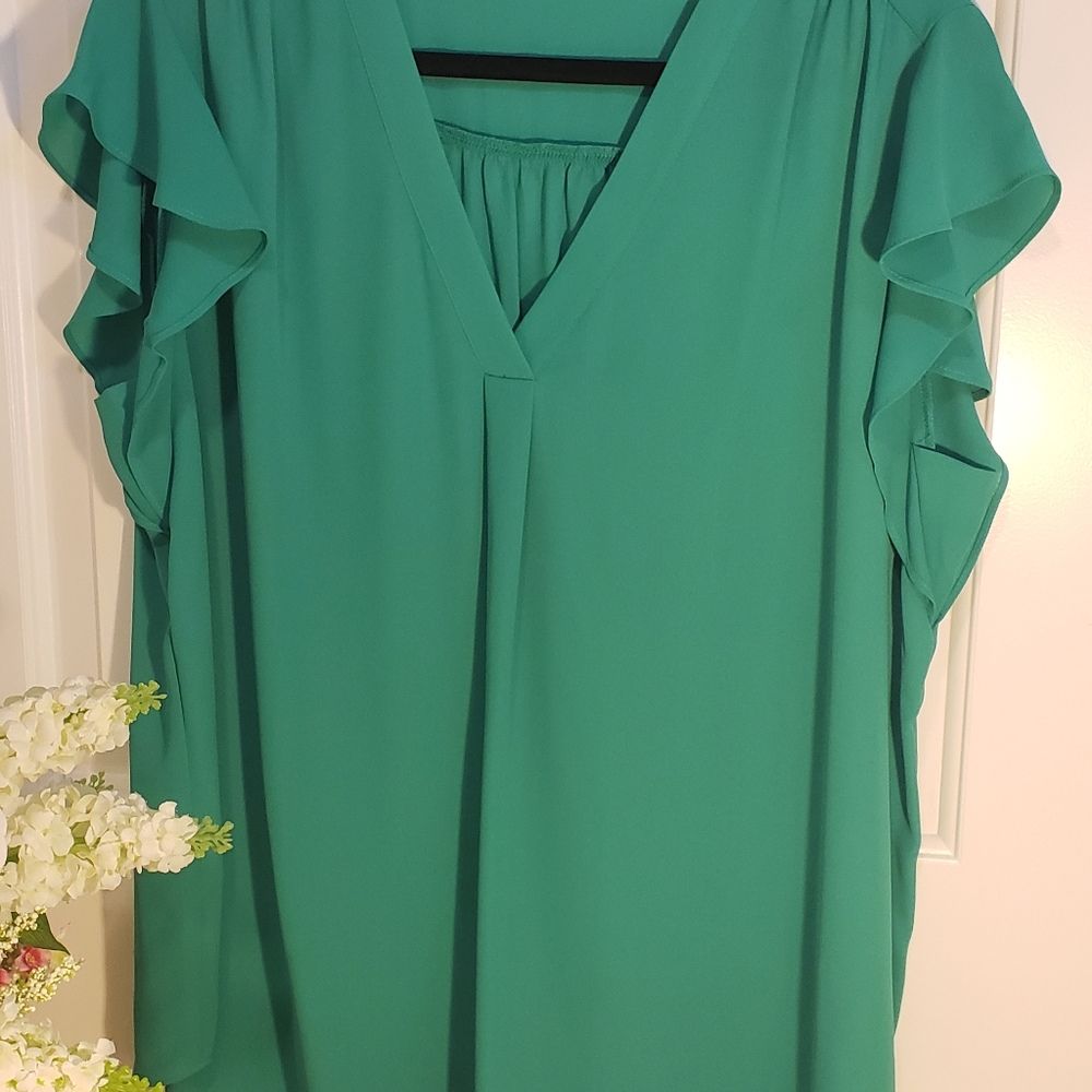 NWOT Green summer blouse 2X - Picture 13 of 15